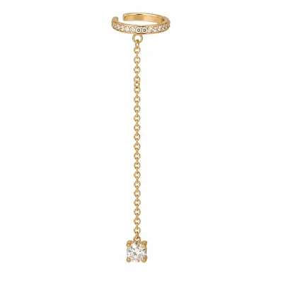 Cercel ear cuff argint 925, JW997, model cu lant, placat cu aur