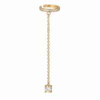 Cercel ear cuff argint 925, JW997, model cu lant, placat cu aur