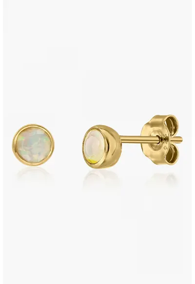 Cercei placati cu aur de 14K si decorati cu opale - Auriu