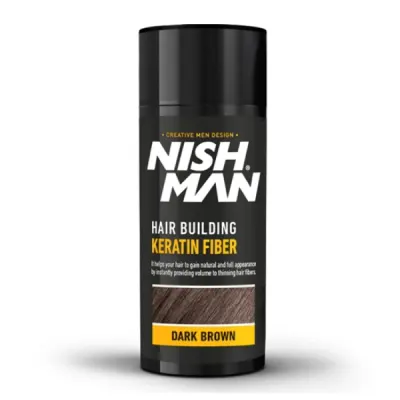 Pudra fiber - NISH MAN - pentru parul rar - Saten inchis