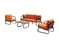 Set mobilier de gradina cu masuta RIO, portocaliu, 186x66x73 cm