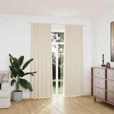 vidaXL Draperii opace cu cârlige, 2 buc., crem, 140x225 cm, catifea