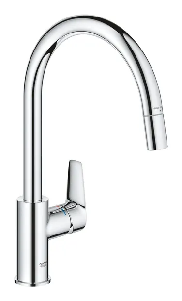 Baterie bucatarie Grohe StartEdge 30550000, 3/8 inch, inalta, tip C, dus extractabil, Crom