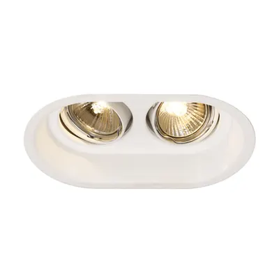 Spot incastrat, HORN Ceiling lights GU10, white recessed fitting, double-headed, QPAR51, oval, matt white, max. 100W, tiltable, incl. clip springs