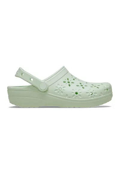 Saboti cu decupaje florale - Verde pal