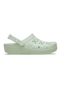 Saboti cu decupaje florale - Verde pal