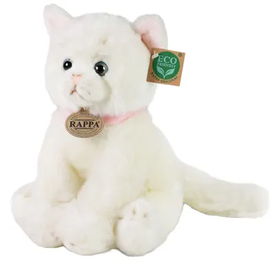 Jucărie de plus Rappa Eco Friends - Pisica albă, așezată, 25 cm