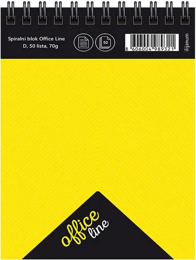 Blocnotes cu spirală Ilijanum Office Line - A6, 50 foi, rânduri largi, sortiment