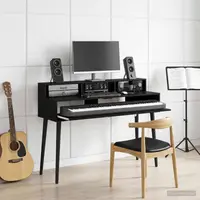 vidaXL Birou de studio Stejar Negru 152 x 42,5 x 36 cm Lemn prelucrat
