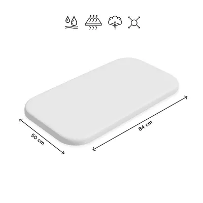 Cearceaf cu elastic, Petite&Mars, Impermeabil, Pentru patut co-sleeper, Din bumbac, 84x50 cm, 0 luni+, Alb