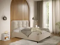 Pat Tapitat cu somiera fixa - Bej - Ramses 140x200