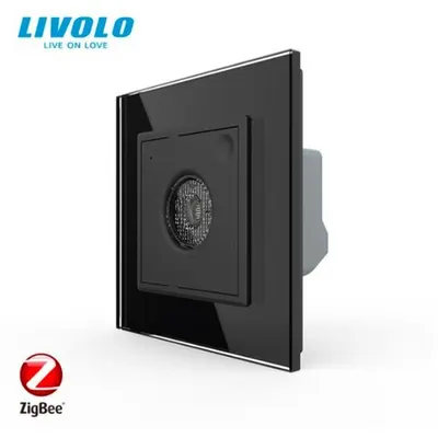 Senzor de sunet si lumina, Zigbee, control din aplicatie, cu rama de sticla Negru
