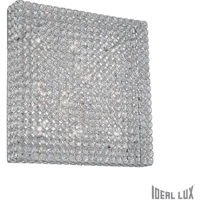 Plafoniera cu cristale taiate inserate in inele metalice 10x40W