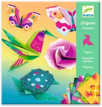 Set pentru origami Djeco - Tropic, cu 24 de hartii neon