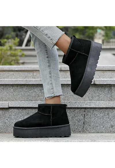 Ghete negre cu talpa groasa 333-78 116 15694 - Negru