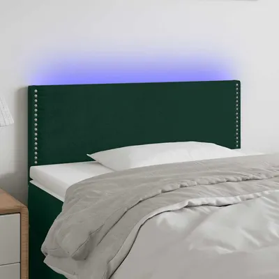 vidaXL Tăblie de pat cu LED, verde închis, 80x5x78/88 cm, catifea