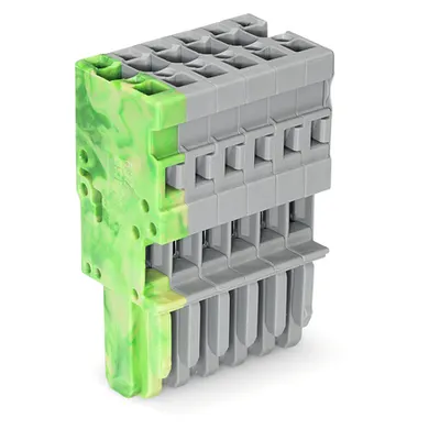 1-conductor female plug; 4 mm²; 6-pole; 4,00 mm²; green-yellow, gray
