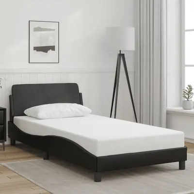vidaXL Cadru de pat, Dover, negru, 100x200 cm, piele ecologică