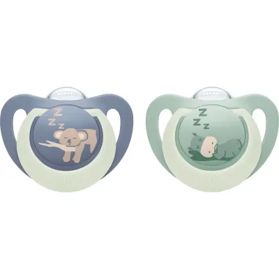 NUK First Choice Night 6-18 m suzetă Hippo/Koala 2 buc