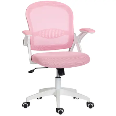 Vinsetto Scaun de Birou Ergonomic, Reglabil, cu Spătar din Plasă și Scaun Captusit, 65.5x61.5x88-97.5 cm, Roz | Aosom Romania