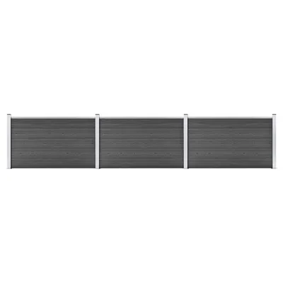 vidaXL Set de panouri de gard, negru, 526 x 105 cm, WPC