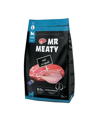 Hrană uscată căței digestie sensibilă vițel și prepeliță MR MEATY Puppies 3kg