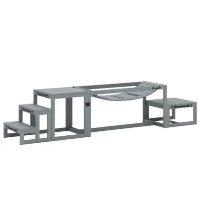 PawHut Set Agility pentru câini Set de 3 piese echipament Agility cu punte, scară, platformă, lemn de brad, 117 x 50 x 56 cm, Gri | Aosom Romania