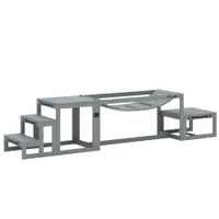 PawHut Set Agility pentru câini Set de 3 piese echipament Agility cu punte, scară, platformă, lemn de brad, 117 x 50 x 56 cm, Gri | Aosom Romania