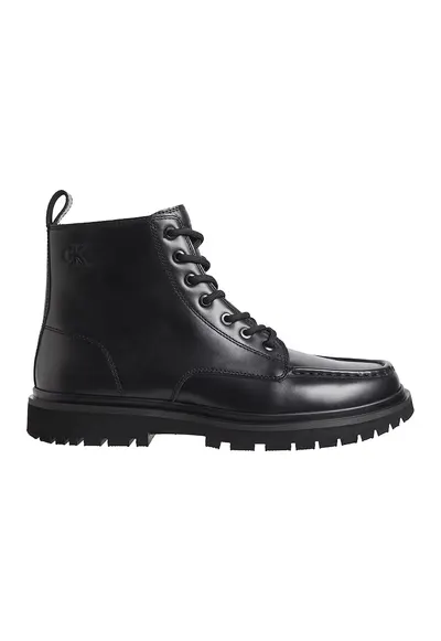 Ghete de piele cu cusaturi evidentiate - Negru