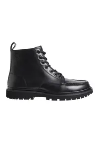 Ghete de piele cu cusaturi evidentiate - Negru