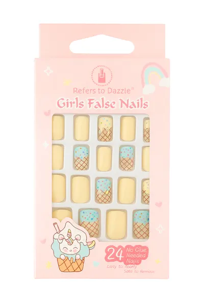 Set 24 Unghii False Press On Ice Cream Cone Pastel CM85