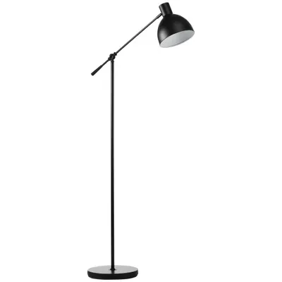 HOMCOM Lampadar de podea pentru living 40 W înălțime ajustabilă, abajur și braț pivotant, comutator la picior, soclu E27, negru | Aosom Romania