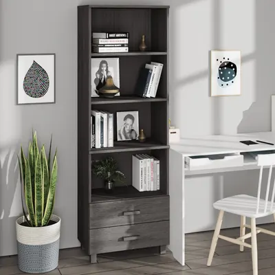 vidaXL Dulap înalt „HAMAR” gri deschis 60x35x180 cm, lemn masiv de pin