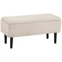HOMCOM Scaun Modern cu Spațiu de Depozitare și Picioare din Lemn, Scaun Tapițat pentru Living sau Dormitor, 95x38x45 cm, Bej | Aosom Romania