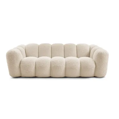 Canapea bej cu tapițerie din țesătură bouclé 232 cm Hippolyte – Bobochic Paris