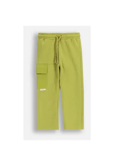 Pantaloni copii - trening - talie elastica - verde masliniu - tricot structural