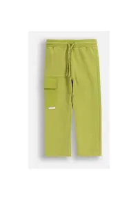 Pantaloni copii - trening - talie elastica - verde masliniu - tricot structural