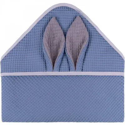 Prosop de baie Infantilo cu gluga Waffle Bunny 80x80 cm albastru inchis