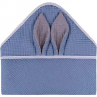 Prosop de baie Infantilo cu gluga Waffle Bunny 80x80 cm albastru inchis