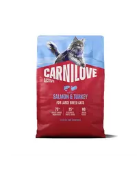 Hrană pisici rase mari CARNILOVE Active Cat Salmon and Turkey Adult Large 2 kg somon și curcan