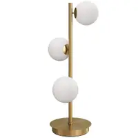 HOMCOM Lampă de noptieră cu 3 abajururi tip glob, lampă de masă modernă cu bază din oțel și socluri G9, 53H cm, nuanță alamă | Aosom Romania
