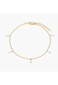 Bratara de picior din argint Golden Gem Droplet - Piatra Lunii