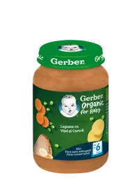 Piure Bio din legume cu vitel si cartofi de la 6 luni, 190g, Gerber