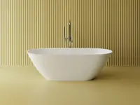 Cada freestanding ovala, compozit alb mat, interior lucios, 160x70x50 cm, Foglia Essence