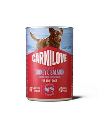 Hrană umedă câini CARNILOVE Dog Can 400 g curcan și somon, pate