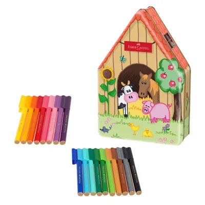 Set Cadou 18 Carioci Colorate Ferma Animalelor Faber-Castell