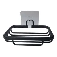 Săpunieră negru-mat autoadezivă din metal Filaire Aluminium – douceur d'intérieur