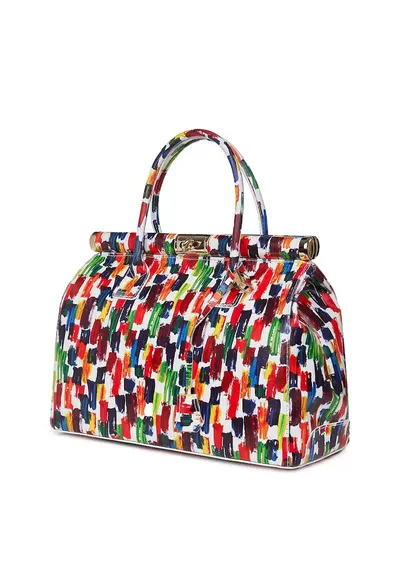 Geanta din piele cu flori Gioia model multicolor