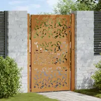 vidaXL Poartă de grădină 100x125 cm, model frunze de oțel rezistente la intemperii