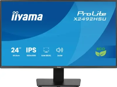 Monitor IPS LED Iiyama 24inch X2492HSU-B1, Full HD (1920 x 1080), HDMI, DIsplayPort, Boxe, 120 Hz, 3 ms (Negru)